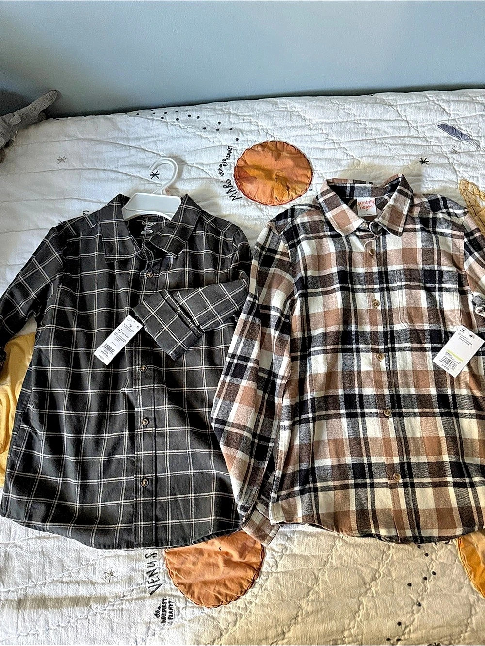 2 plaid button down shirts - size 12 Boys - Osh Kosh and Jumping Beans NWT